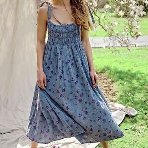 FREE PEOPLE Azure Midi Dress Blue Purple Floral XS NWT